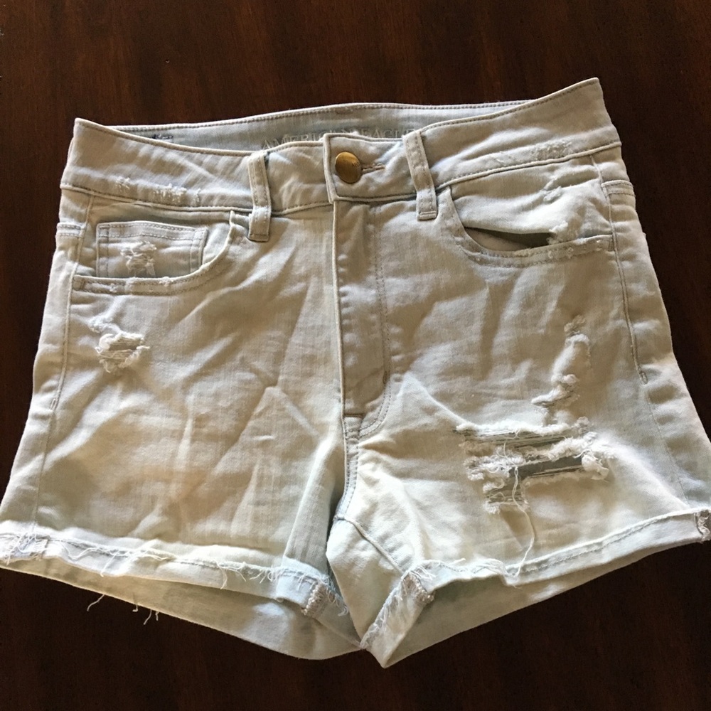 washed denim shorts